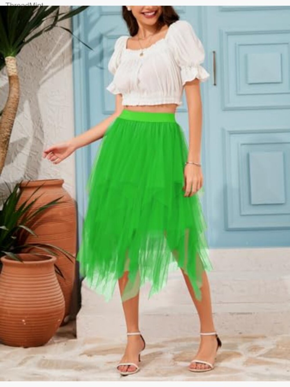 Fluffy Layered Tulle Tutu Skirt A-Line Midi - Picture 3 of 7